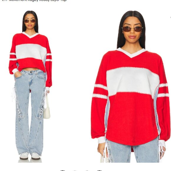 new FREE PEOPLE MOVEMENT Rugby-Ready Layer In Winterberry Combo MSRP $108 - Picture 2 of 7